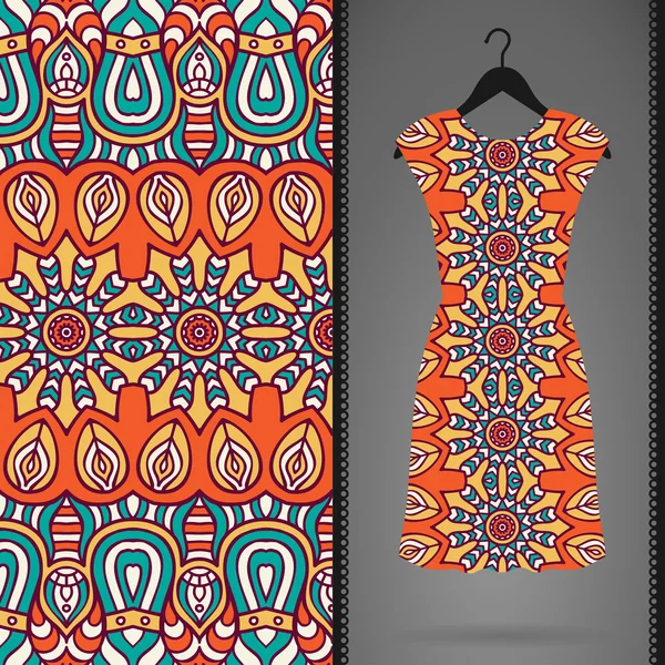 Modèle indien vectoriel sans couture, Robe sur un cintre — Image vectorielle