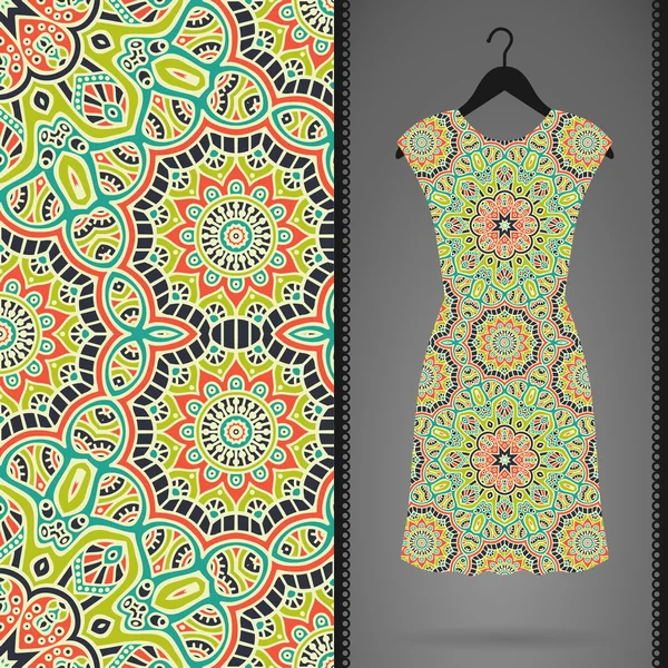 Modèle indien vectoriel sans couture, Robe sur un cintre — Image vectorielle