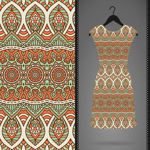 Bezszwowe wektor wzór indyjski, sukienka na wieszaku — Wektor stockowy