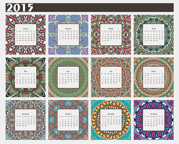 Etnické kalendáře 2015 — Stockový vektor