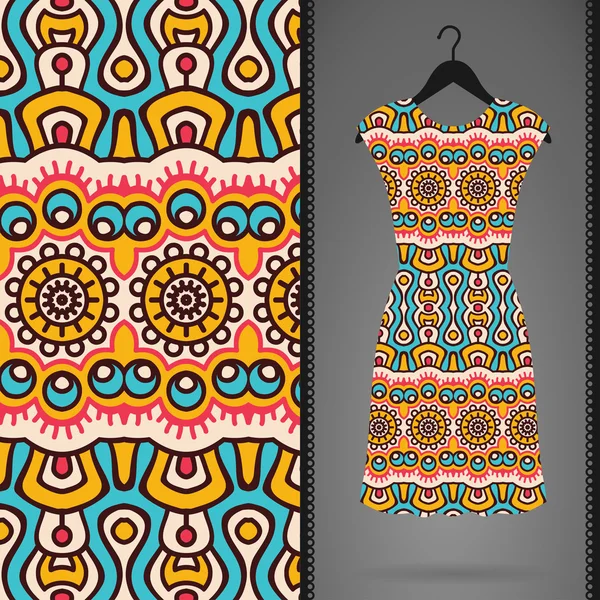 Modèle indien vectoriel sans couture, Robe sur un cintre — Image vectorielle