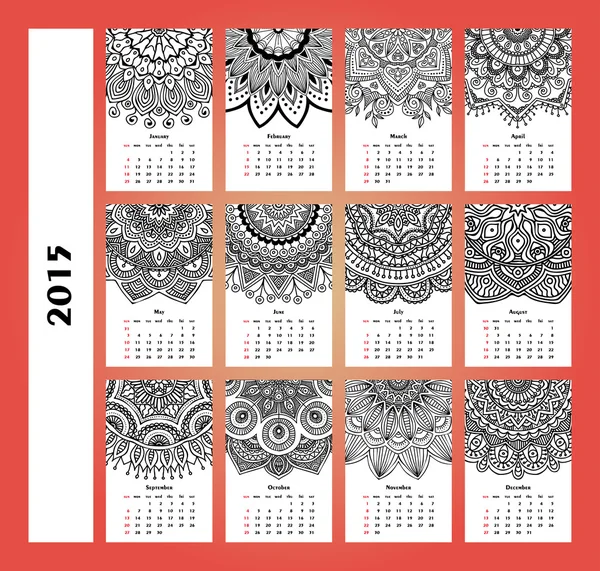 Calendrier ethnique 2015 — Image vectorielle