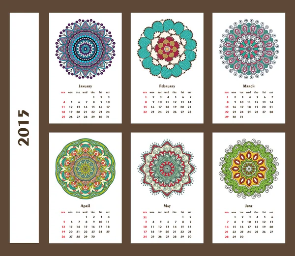 Ethnischer Kalender 2015 — Stockvektor