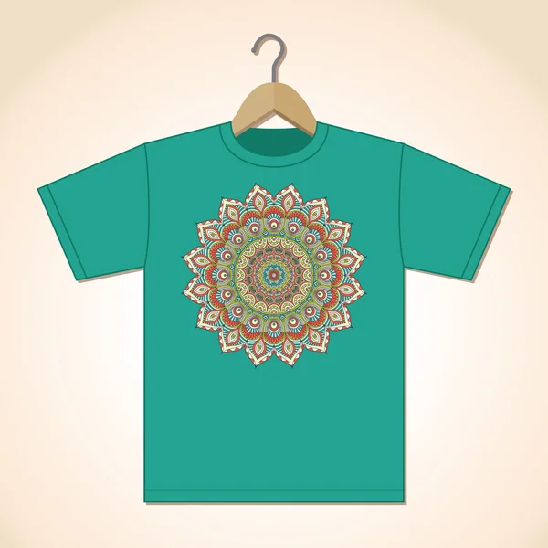 Mandala sulla t-shirt — Vettoriale Stock