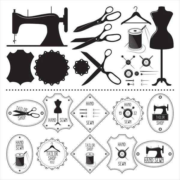 Emblemas e elementos de alfaiate —  Vetores de Stock