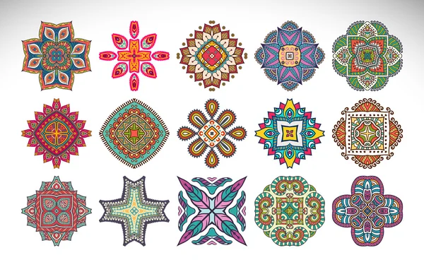 Mandala. Ensemble de motif ornement rond — Image vectorielle