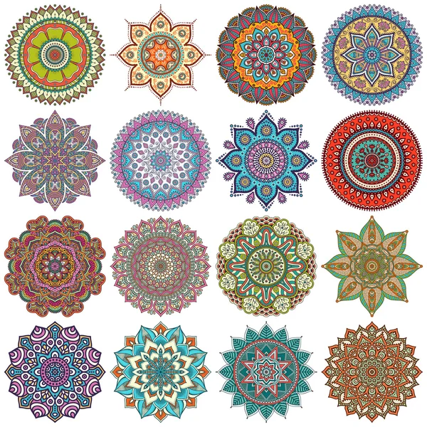 Mandala. runde Ornamentmuster gesetzt — Stockfoto