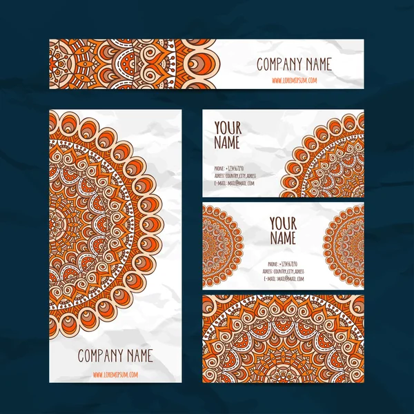 Business Cards. Vintage decorative elements. — Stock Vector