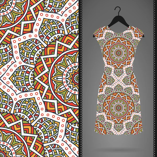 ドレスとのシームレスなパターン カード. — ストックベクタ