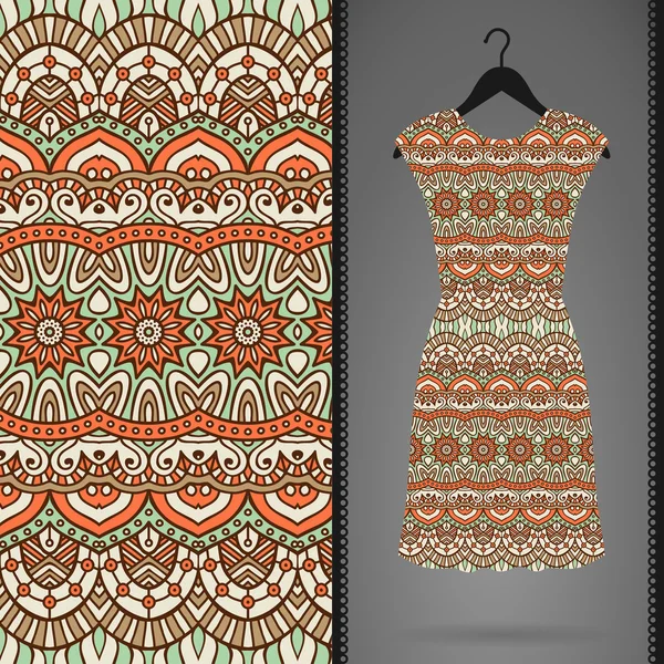 Dress with seamless pattern — Stock Vector