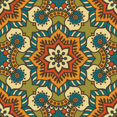 etnik çiçek seamless modeli