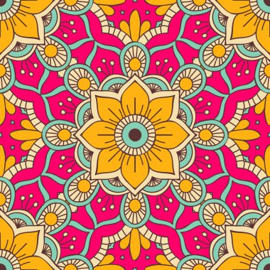 etnik çiçek seamless modeli