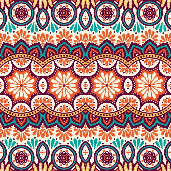 Ethnique floral motif sans couture — Image vectorielle