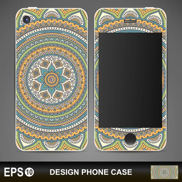 Vector cover phone abstract ethnic background — Stock Vector