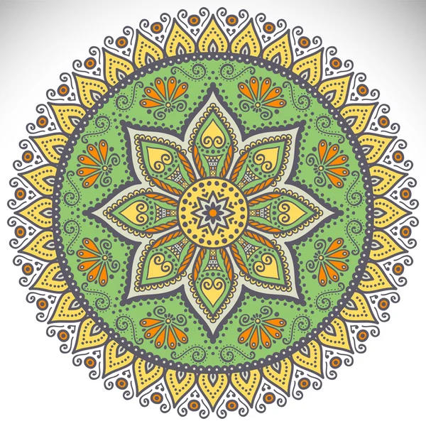 Round ornament in ethnic style — Stock Vector