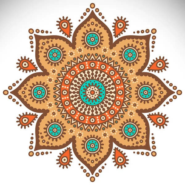 Round ornament in ethnic style — Stok Vektör