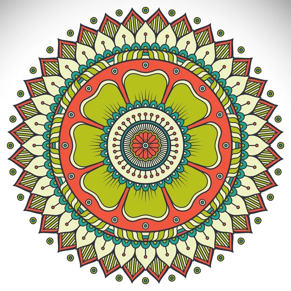 Round ornament in ethnic style — Stok Vektör