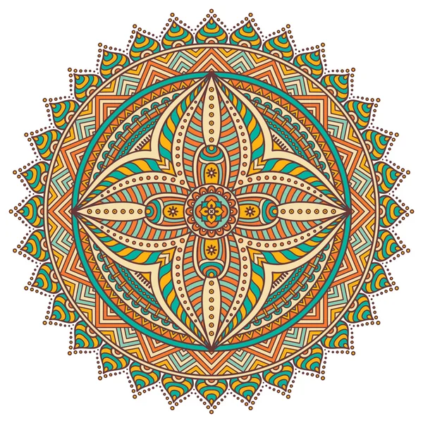 Round ornament in ethnic style. — Stok Vektör