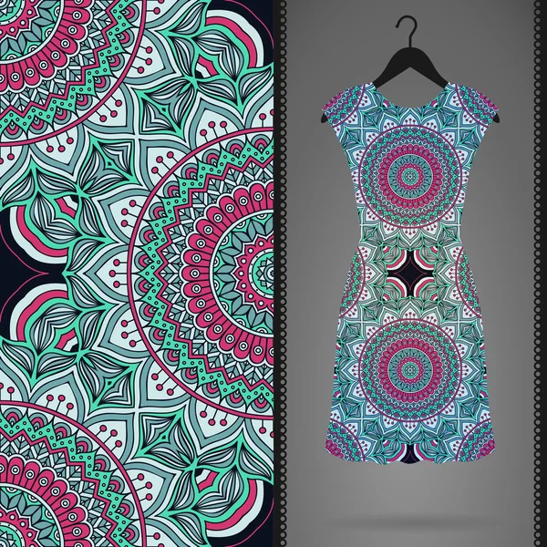 Ethnic floral seamless pattern with dress