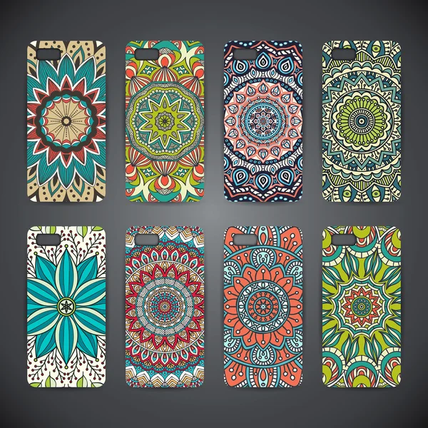 Étui de téléphone, motif floral coloré . — Image vectorielle