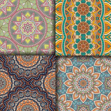 etnik çiçek seamless modeli