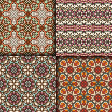 etnik çiçek seamless modeli