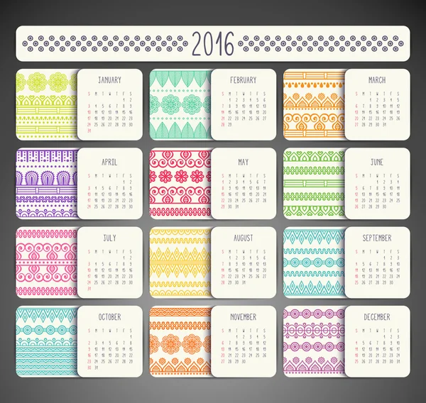 Календарь с мандал — стоковый вектор