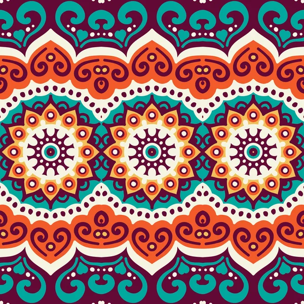 Ethnique floral motif sans couture — Image vectorielle