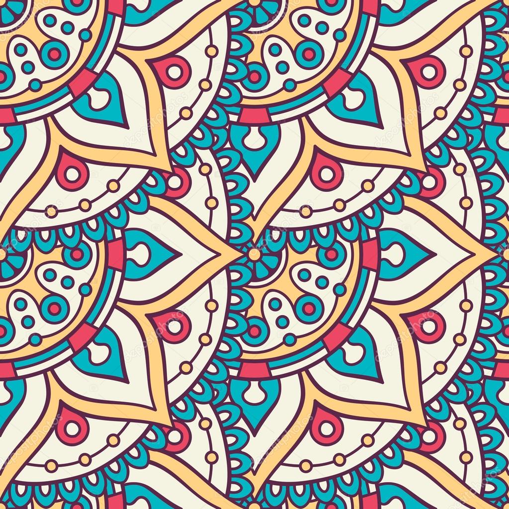 Ethnic floral seamless pattern