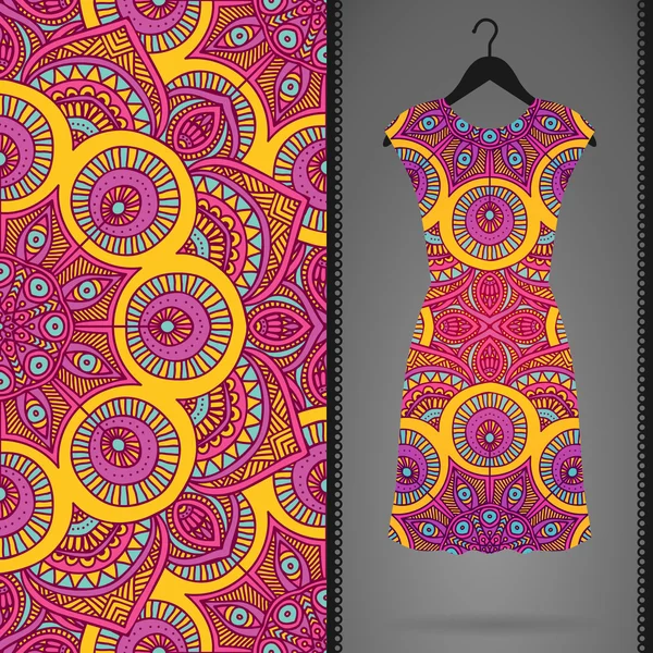 Vector dress with seamless pattern — Stock Vector