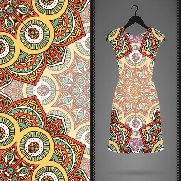 Vector dress with seamless pattern — Stock Vector