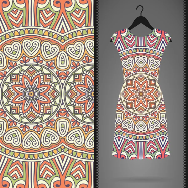 Vector dress with seamless pattern — Stock Vector