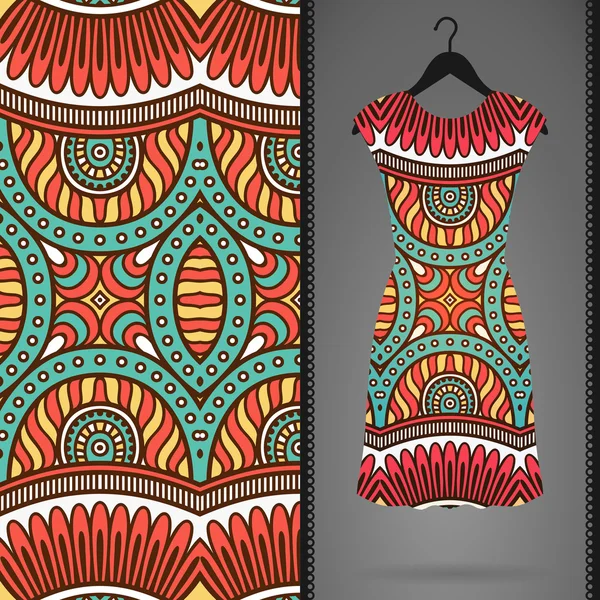 Vector dress with seamless pattern — Stock Vector