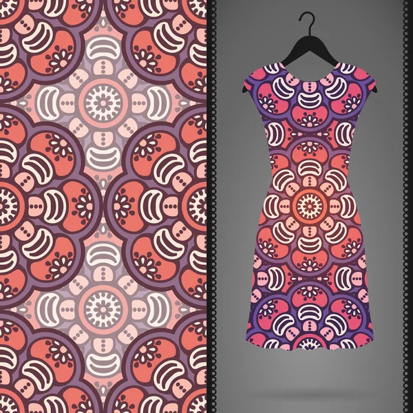 Vector dress with seamless pattern — Stock Vector