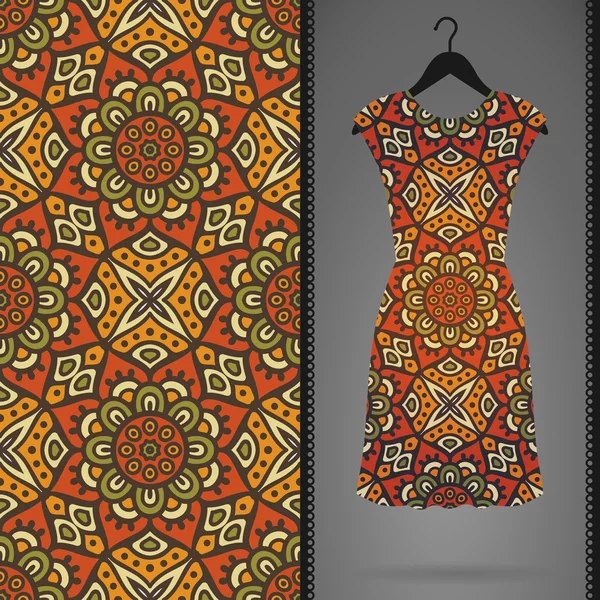 Vector dress with seamless pattern — Stock Vector