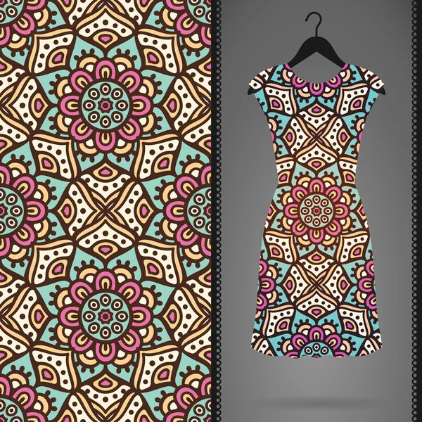 Vector dress with seamless pattern — Stock Vector