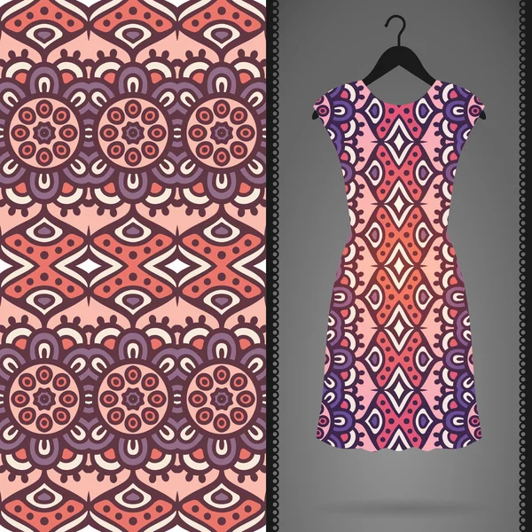 Vector dress with seamless pattern — Stock Vector