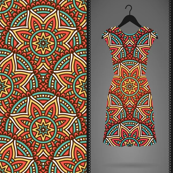 Vector dress with seamless pattern — Stock Vector