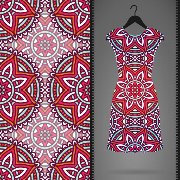 Vector dress with seamless pattern — Stock Vector