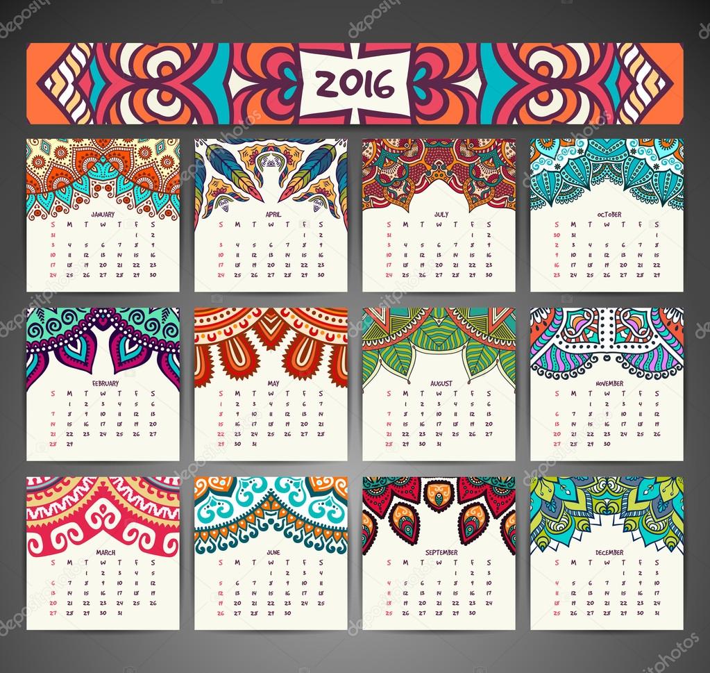 Calendar wtih mandalas