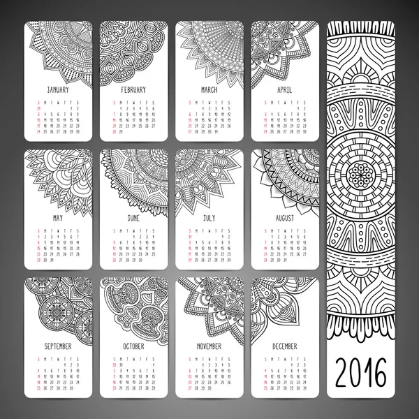 Vektorkalender 2016 — Stockvektor