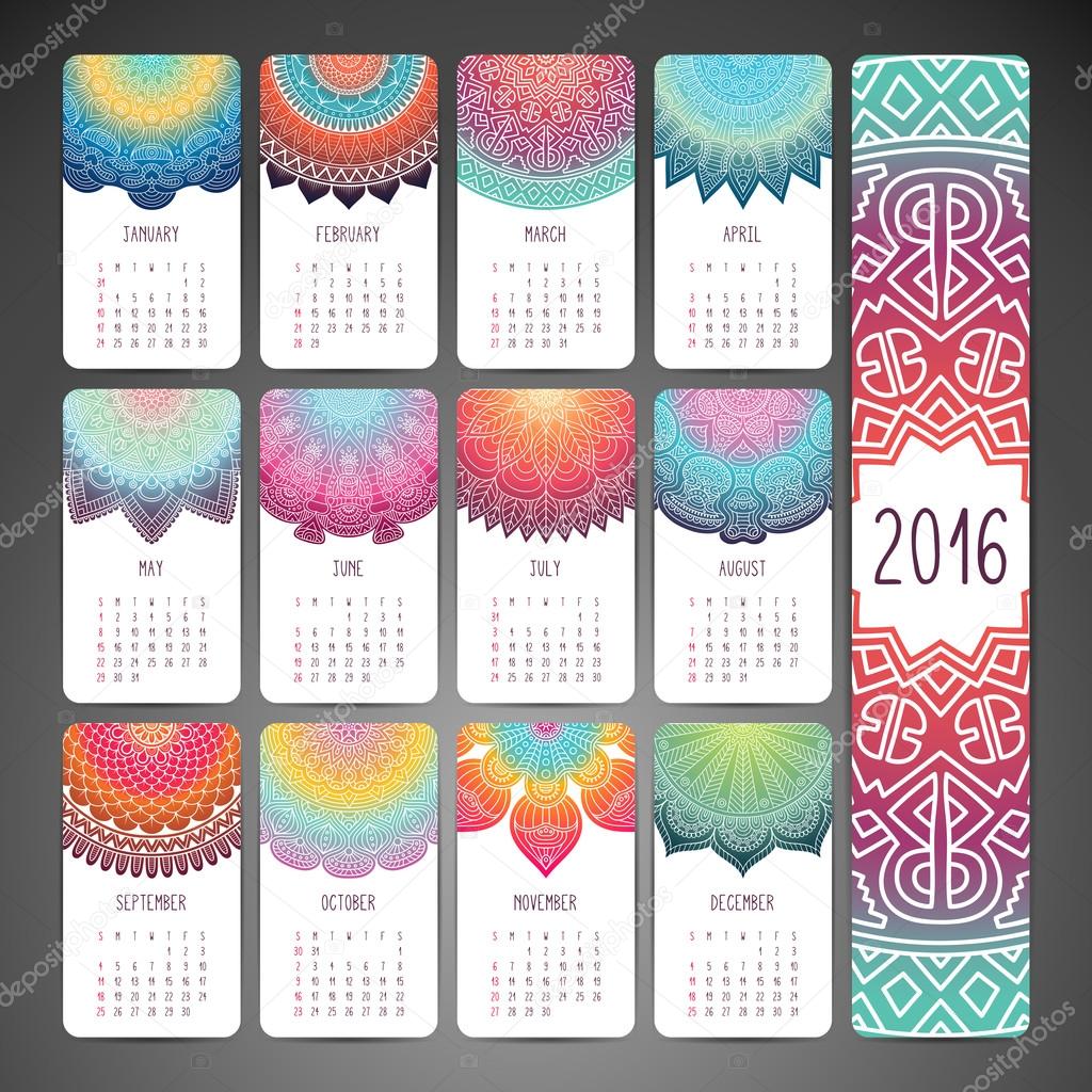 Vector Calendar 2016