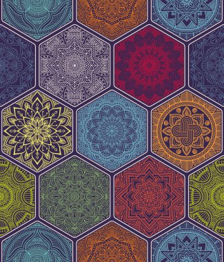 etnik çiçek seamless modeli