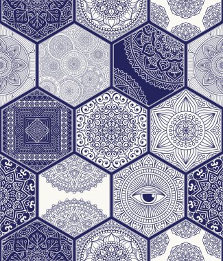 etnik çiçek seamless modeli