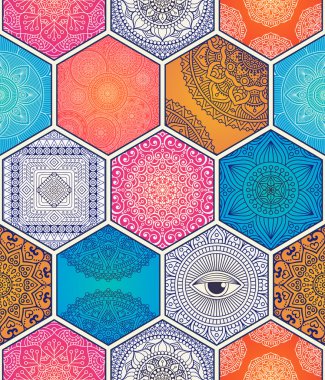 etnik çiçek seamless modeli