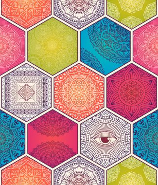 etnik çiçek seamless modeli