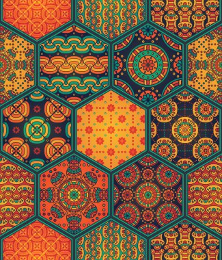 etnik çiçek seamless modeli