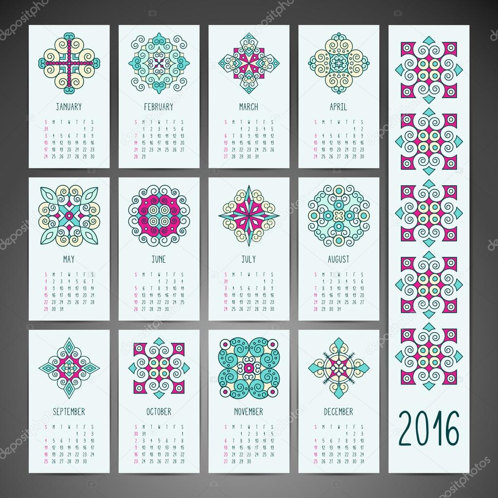 Calendar with mandalas