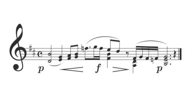 Müzik sembolleri, anahtar, notalar ve stave ile soyut müzikal arkaplan.
