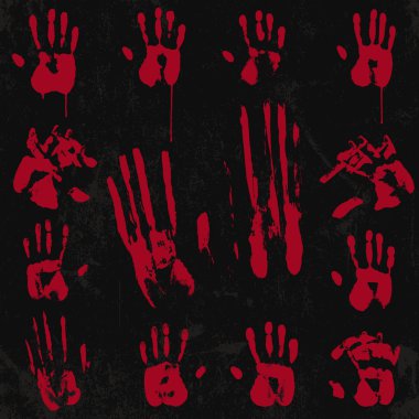 Bloody Hand Print Element Set 01 clipart